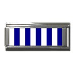 Vertical Stripes - White and Dark Blue Superlink Italian Charm (9mm)