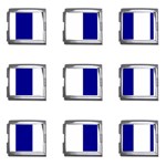 Vertical Stripes - White and Dark Blue Mega Link Italian Charm (9 pack)