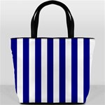 Vertical Stripes - White and Dark Blue Bucket Bag
