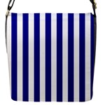 Vertical Stripes - White and Dark Blue Flap Closure Messenger Bag (S)