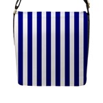 Vertical Stripes - White and Dark Blue Flap Closure Messenger Bag (L)