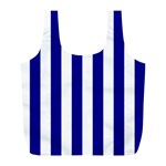 Vertical Stripes - White and Dark Blue Full Print Recycle Bag (L)