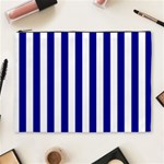 Vertical Stripes - White and Dark Blue Cosmetic Bag (XL)