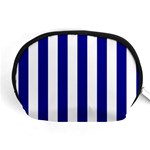 Vertical Stripes - White and Dark Blue Accessory Pouch (Medium)