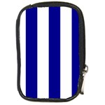 Vertical Stripes - White and Dark Blue Compact Camera Leather Case