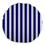 Vertical Stripes - White and Dark Blue Large 18  Premium Round Cushion