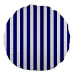 Vertical Stripes - White and Dark Blue Large 18  Premium Flano Round Cushion