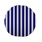 Vertical Stripes - White and Dark Blue Standard 15  Premium Round Cushion