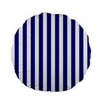 Vertical Stripes - White and Dark Blue Standard 15  Premium Flano Round Cushion