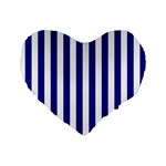 Vertical Stripes - White and Dark Blue Standard 16  Premium Flano Heart Shape Cushion