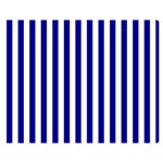 Vertical Stripes - White and Dark Blue Double Sided Flano Blanket (Medium)