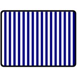 Vertical Stripes - White and Dark Blue Fleece Blanket (Large) (One Side)