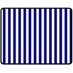 Vertical Stripes - White and Dark Blue Fleece Blanket (Medium) (One Side)