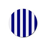 Vertical Stripes - White and Dark Blue Rubber Round Coaster (4 pack)