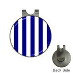 Vertical Stripes - White and Dark Blue Golf Ball Marker Hat Clip