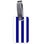 Vertical Stripes - White and Dark Blue Luggage Tag (One Side)