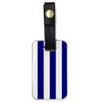 Vertical Stripes - White and Dark Blue Luggage Tag (One Side)