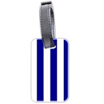 Vertical Stripes - White and Dark Blue Luggage Tag (Two Sides)