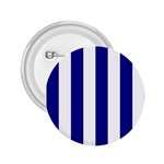 Vertical Stripes - White and Dark Blue 2.25  Button