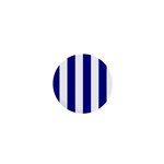 Vertical Stripes - White and Dark Blue 1  Mini Magnet