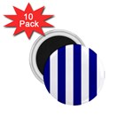 Vertical Stripes - White and Dark Blue 1.75  Magnet (10 pack)