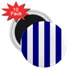 Vertical Stripes - White and Dark Blue 2.25  Magnet (10 pack)