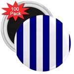 Vertical Stripes - White and Dark Blue 3  Magnet (100 pack)