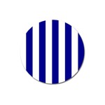 Vertical Stripes - White and Dark Blue Magnet 3  (Round)