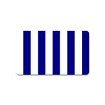 Vertical Stripes - White and Dark Blue Magnet (Name Card)