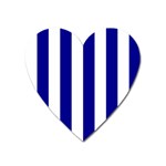 Vertical Stripes - White and Dark Blue Magnet (Heart)