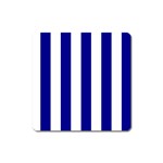 Vertical Stripes - White and Dark Blue Magnet (Square)