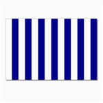 Vertical Stripes - White and Dark Blue Postcard 5  x 7 