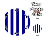 Vertical Stripes - White and Dark Blue Playing Cards 54 (Round)