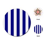 Vertical Stripes - White and Dark Blue Playing Cards (Round)