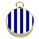 Vertical Stripes - White and Dark Blue Gold Compass