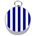 Vertical Stripes - White and Dark Blue Silver Compass