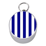 Vertical Stripes - White and Dark Blue Silver Compass (Mini)