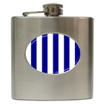 Vertical Stripes - White and Dark Blue Hip Flask (6 oz)