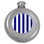 Vertical Stripes - White and Dark Blue Hip Flask (5 oz)
