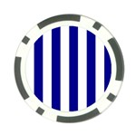 Vertical Stripes - White and Dark Blue Poker Chip Card Guard