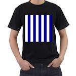 Vertical Stripes - White and Dark Blue Men s T-Shirt (Black)