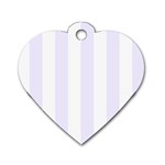 Vertical Stripes - White and Pastel Violet Dog Tag Heart (One Side)