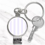 Vertical Stripes - White and Pastel Violet Nail Clippers Key Chain