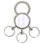 Vertical Stripes - White and Pastel Violet 3-Ring Key Chain
