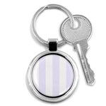 Vertical Stripes - White and Pastel Violet Key Chain (Round)