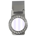 Vertical Stripes - White and Pastel Violet Money Clip (CZ)