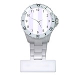Vertical Stripes - White and Pastel Violet Nurses Watch