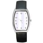 Vertical Stripes - White and Pastel Violet Barrel Style Metal Watch