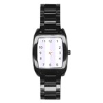 Vertical Stripes - White and Pastel Violet Stainless Steel Barrel Watch