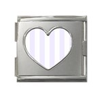 Vertical Stripes - White and Pastel Violet Mega Link Heart Italian Charm (18mm)